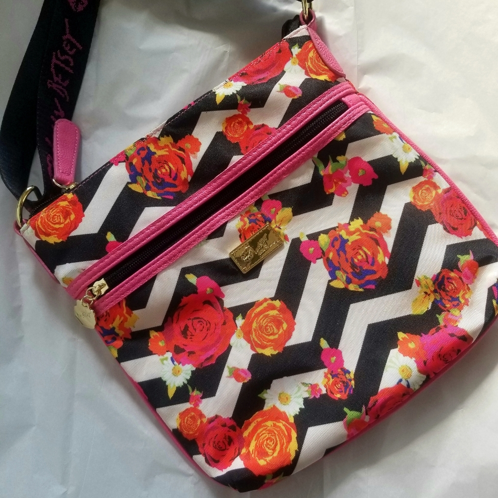 Luv Betsey by Betsey Johnson Flowers and Stripes Crossbody Purse
